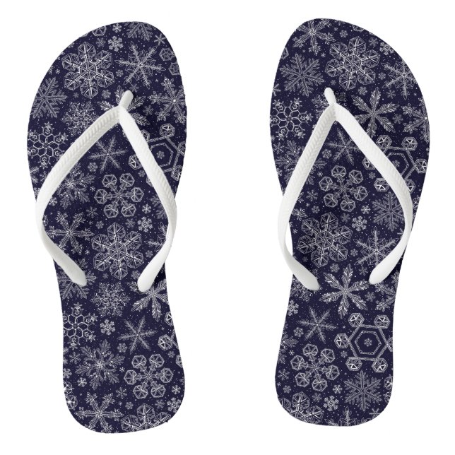 Chanclas Copos de nieve blancos en azul (Plantilla)