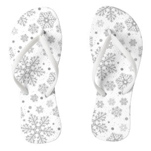Chanclas Copos de nieve plateados en blanco