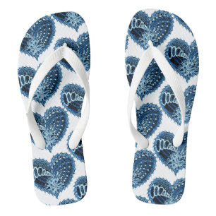 Chanclas Corazón de amor decorativo azul