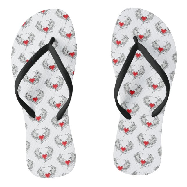 Chanclas Corazón de Ángel Rojo con alas (Plantilla)