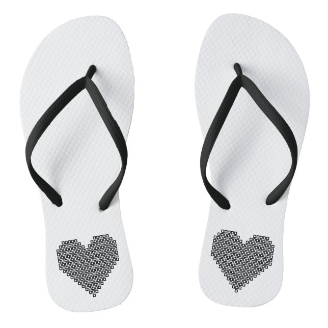 Chanclas Corazón de píxel negro (Plantilla)