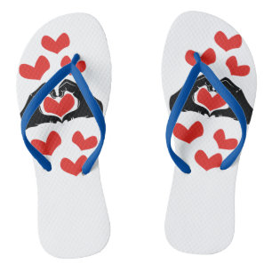 Chanclas Corazón Forma Manos Ilustracion con corazones roj