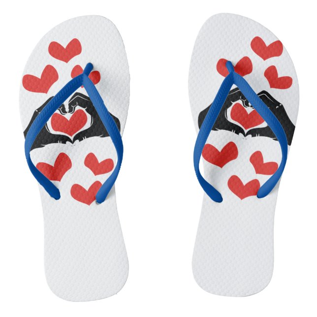 Chanclas Corazón Forma Manos Ilustracion con corazones rojo (Plantilla)