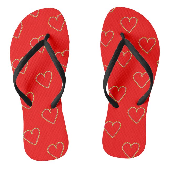 Chanclas Corazón formó corazones sobre rojo (Plantilla)