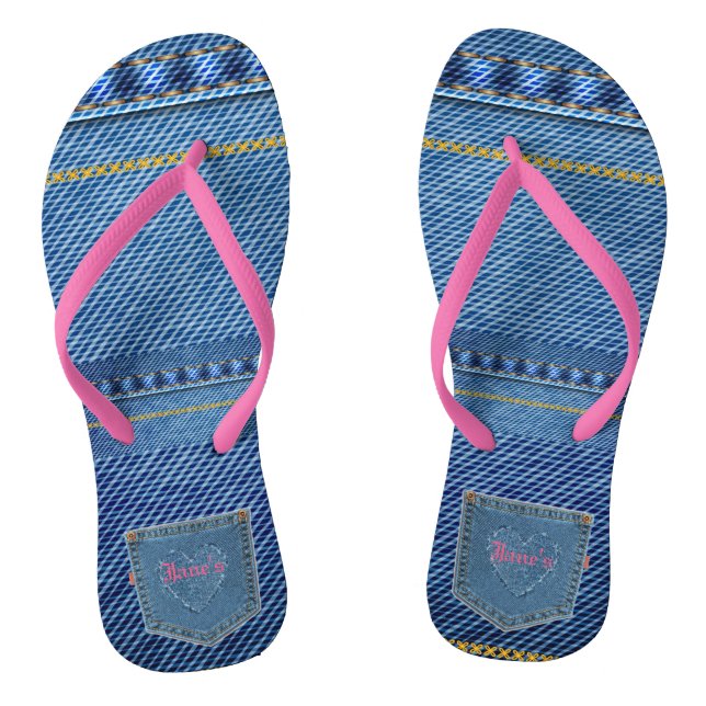 Chanclas Corazón - Jean Look Flip Flops (Plantilla)