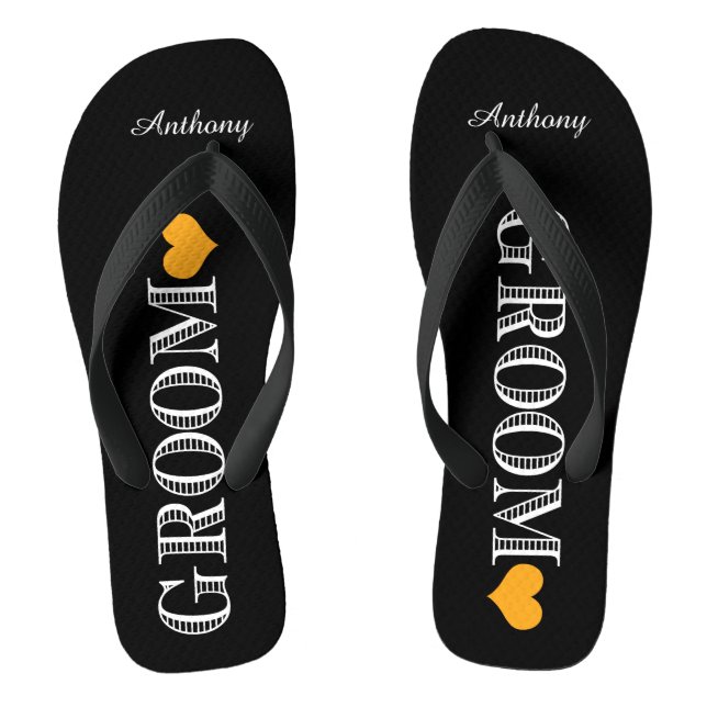 Chanclas Corazón negro/Naranja de Groom (Plantilla)