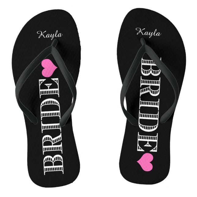 Chanclas Corazón Novia Negro/Rosa (Plantilla)