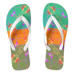 Chanclas Corazón Rosa Verde azulado, Apricot y Moss
