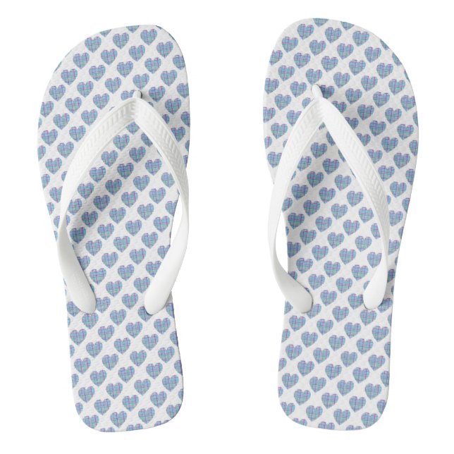 Chanclas corazones azules sobre blanco (Plantilla)