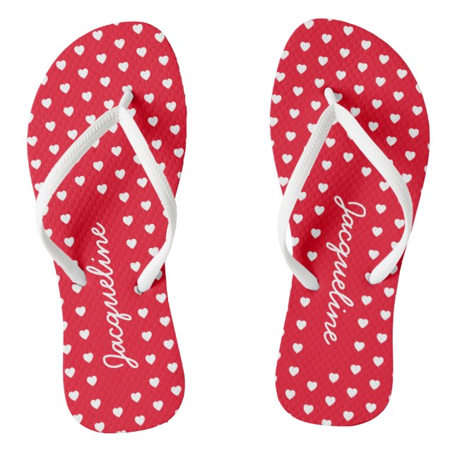 Chanclas Corazones Blancos Lindos Rosados Rojos (Plantilla)