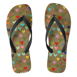 Chanclas Corazones Coloridos Vintage Grungy