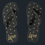 Chanclas Corazones de amor de oro y negro<br><div class="desc">Muy de moda y muy moda,  tratate a ti mismo o a alguien especial de este corazón negro y dorado de amor voltear flops.</div>