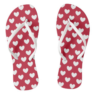 Chanclas Corazones de lunares blancos y rojos