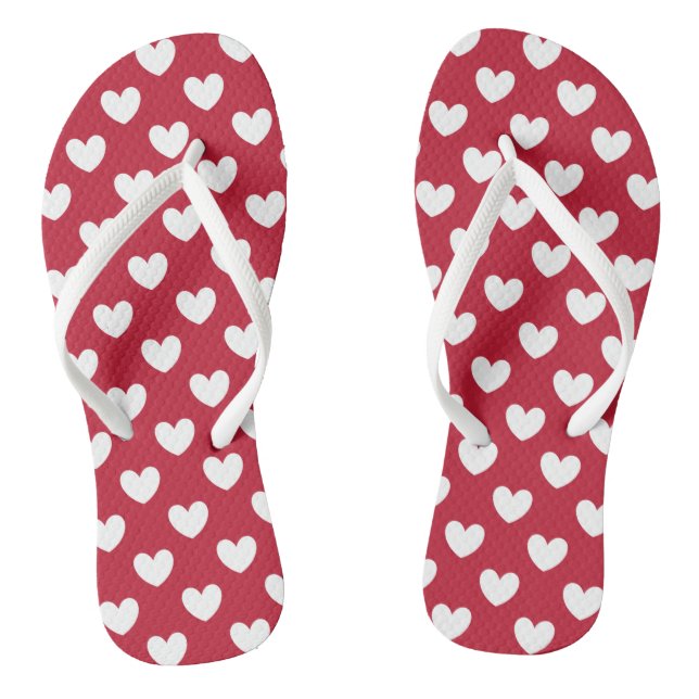 Chanclas Corazones de polka blanca y roja (Plantilla)