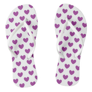Chanclas Corazones de polka púrpura en blanco