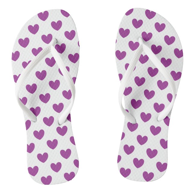 Chanclas Corazones de polka púrpura en blanco (Plantilla)