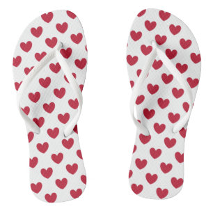 Chanclas Corazones de polka roja en blanco
