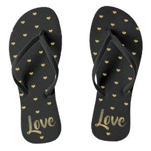 Chanclas Corazones del amor del negro y del oro