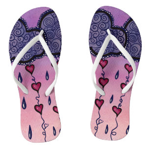Chanclas Corazones lindos y gotas de lluvia