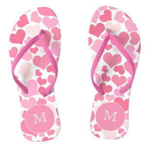Chanclas Corazones rosadas Monograma Flip Flops