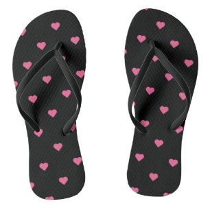 Chanclas Corazones rosas sobre negro