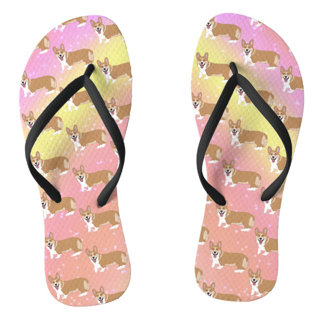Chanclas Corgi adorable rosa naranja  (Plantilla)