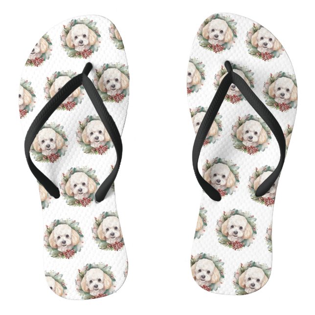 Chanclas Corona de Navidad de Caniche Perro Festivo (Plantilla)