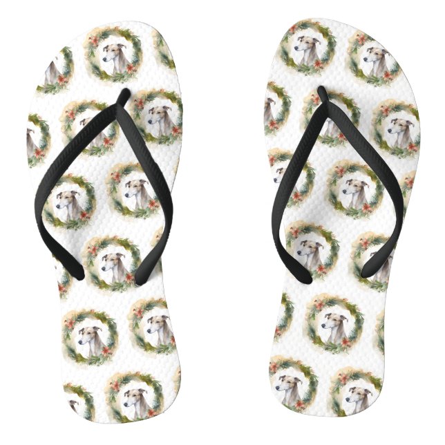 Chanclas Corona de Navidad de Greyhound Perro Festivo (Plantilla)