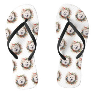 Chanclas Corona de Navidad de Perro Esquimal Americano Fest