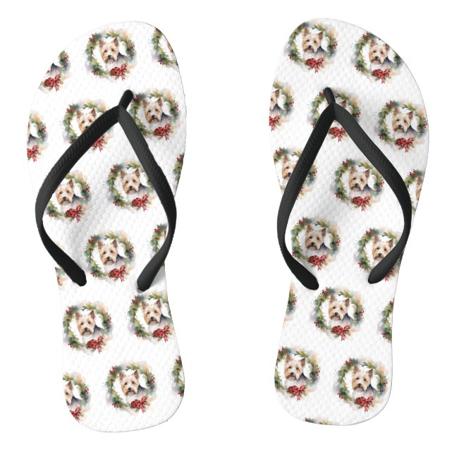 Chanclas Corona de Navidad de Terrier Biewer Perro festivo (Plantilla)