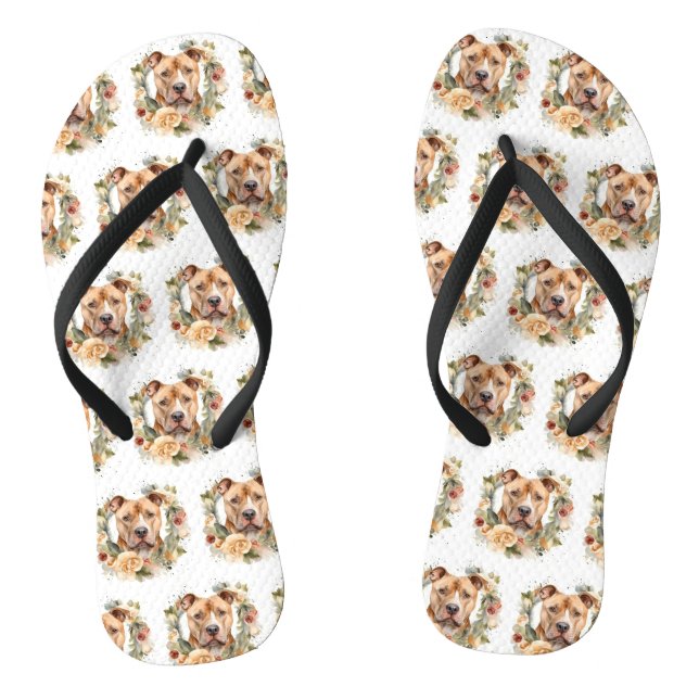 Chanclas Corona de Navidad Pitbull Perro Festivo (Plantilla)