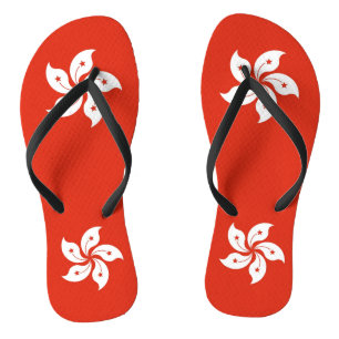 Chanclas Correas delgadas para adultos con bandera de Hong 