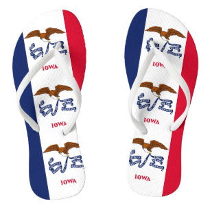 Chanclas Correas delgadas para adultos con bandera de Iowa,