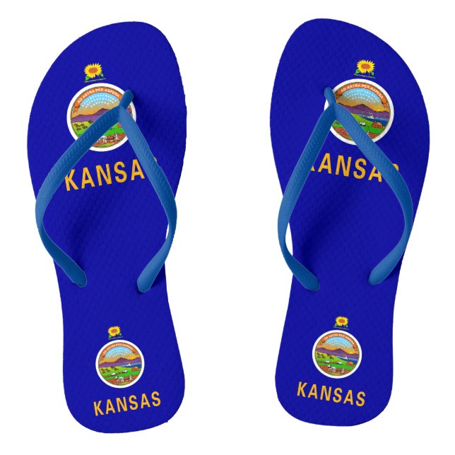 Chanclas Correas delgadas para adultos con bandera de Kansa (Plantilla)