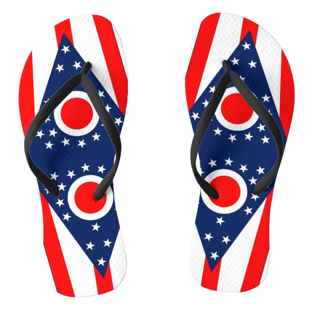 Chanclas Correas delgadas para adultos con bandera de Ohio, (Plantilla)