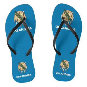 Chanclas Correas delgadas para adultos con bandera de Oklah