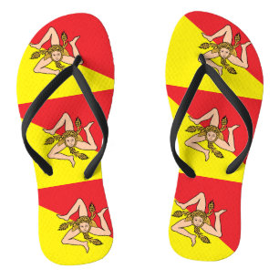 Chanclas Correas delgadas para adultos con bandera de Sicil