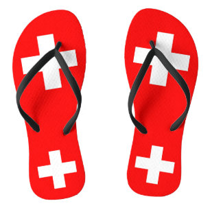 Chanclas Correas delgadas para adultos con bandera de Suiza