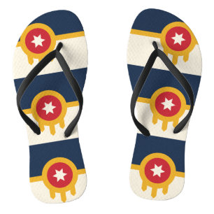 Chanclas Correas delgadas para adultos con bandera de Tulsa