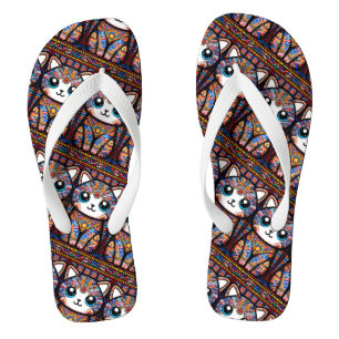Chanclas Cortar gato con encanto de patrón tradicional