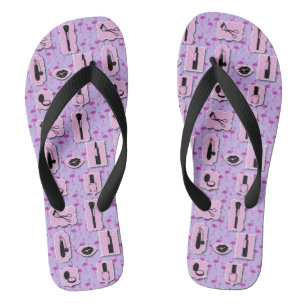 Chanclas Cosméticos rosa y morado maquillaje Flip Flops