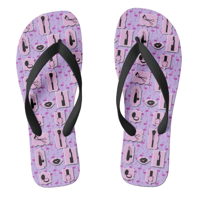 Chanclas Cosméticos rosa y morado maquillaje Flip Flops (Plantilla)