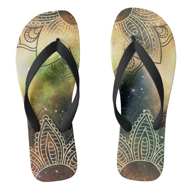 Chanclas Cosmic Lotus Mandala Boho Flip Flops (Plantilla)