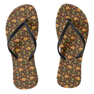 Chanclas Cottagecore de hongos y caracoles retro