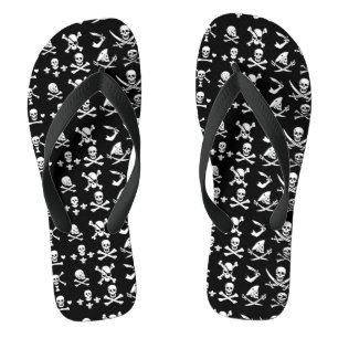 CHANCLAS CRÁNEO NEGRO DE LAS BANDERAS DEL PIRATA, HUESOS