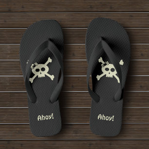 Chanclas Cráneo pirata y Personalizado de cruces Ahoy Black