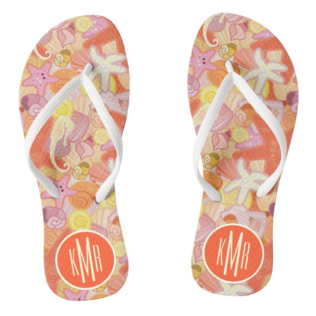 Chanclas Criaturas del mar Pastel| Monograma (Plantilla)