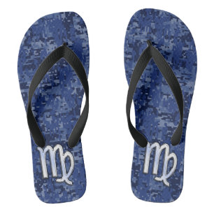 Chanclas Cromo como Rótulo Virgo Zodiac en Camo Digital Azu