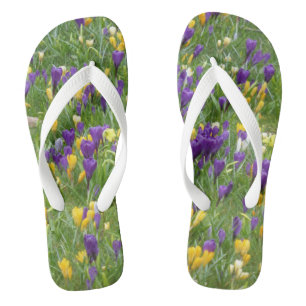 Chanclas Cruces amarillas y púrpura Flip Flops para adultos