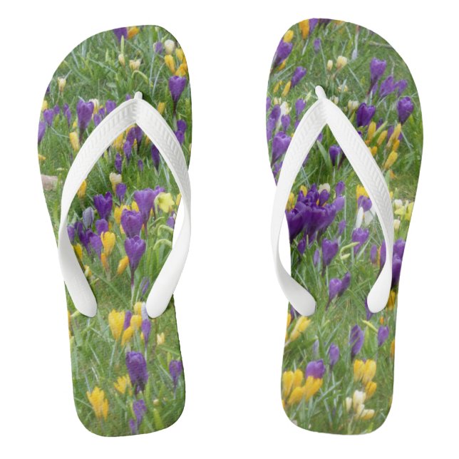 Chanclas Cruces amarillas y púrpura Flip Flops para adultos (Plantilla)